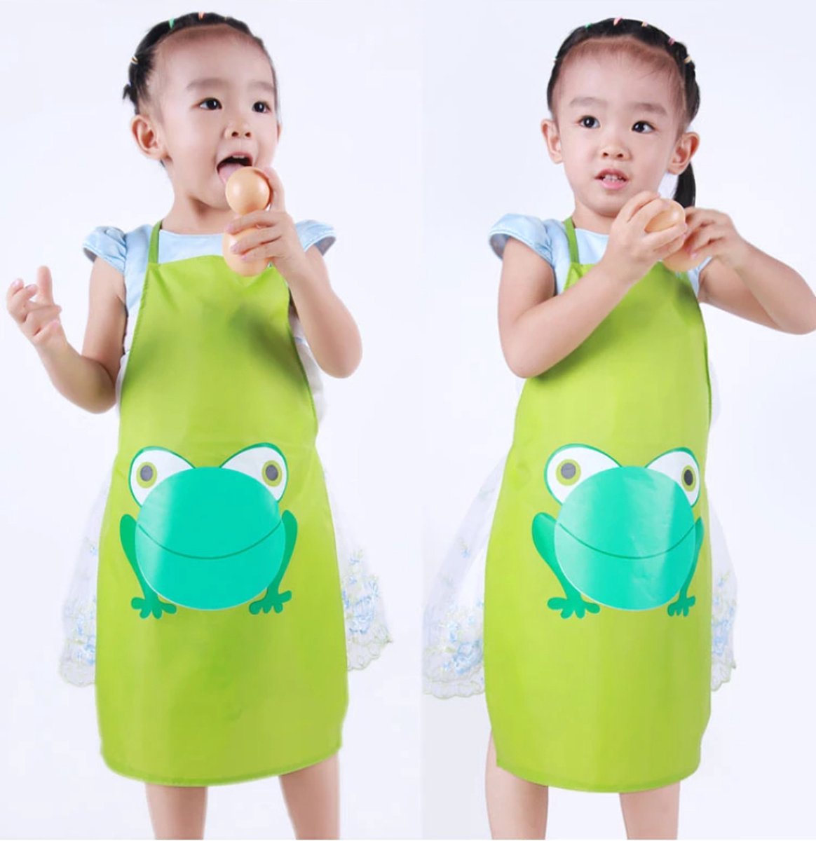 New Age Devi - Kinder keukenschort | kikker |makkelijk afwasbaar | kliederschort |